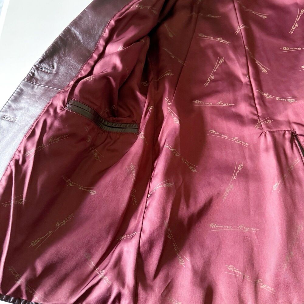 Vintage Etienne Aigner Leather Blazer Jacket Womens Oxblood Size 6 XS/S Small - Picture 14 of 16